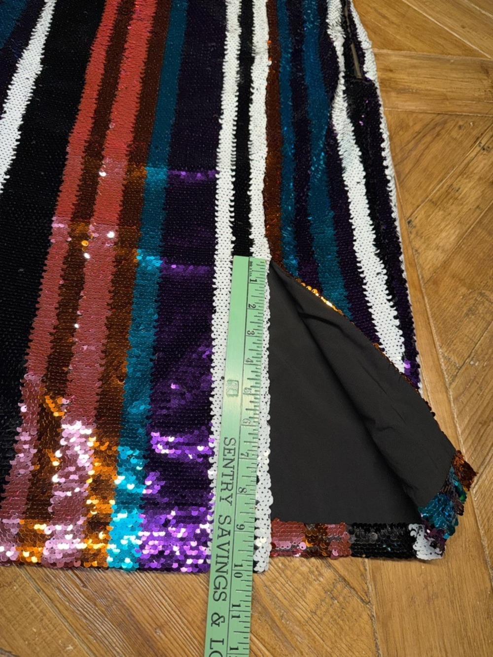 Gracia Multi-Color Sequin Striped Pencil Skirt - Vibrant Glam - Size Large - Picture 10 of 15